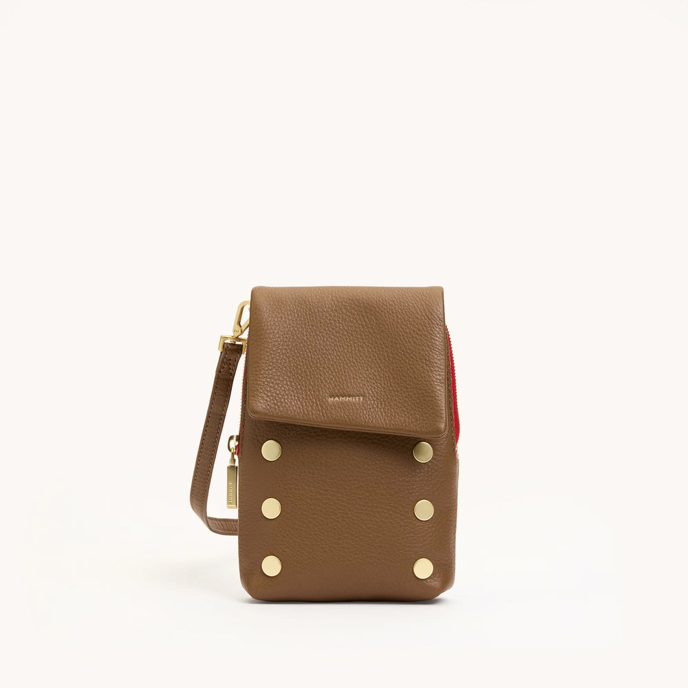 Hammitt | Women's Vip Mobile - Mahogany Pebble / Brushed Gold Red Zip
