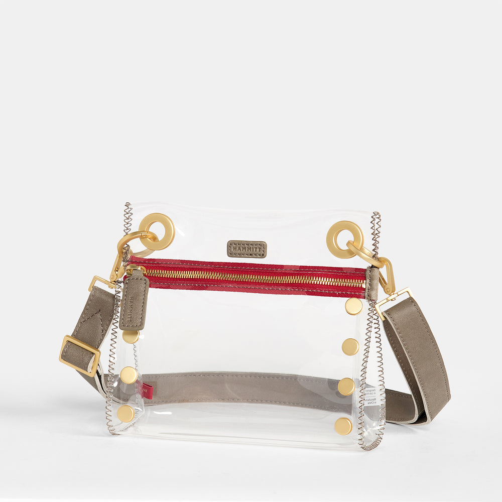 Hammitt | Women's Tony Sml - Clear Pew / Brushed Gold Red Zip