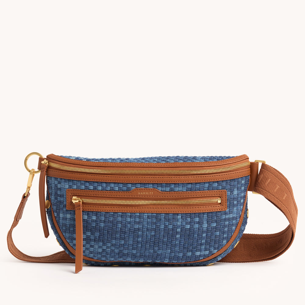 Hammitt | Women's Charles Crossbody Lrg - Mosaic Denim / Brushed Gold