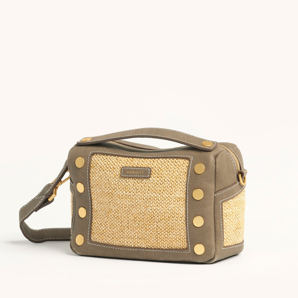 Hammitt | Women's Evan Crossbody Sml - Pewter Raffia / Brushed Gold