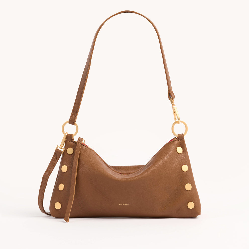 Hammitt | Women's Kyle Sml - Mahogany Pebble / Brushed Gold Red Zip