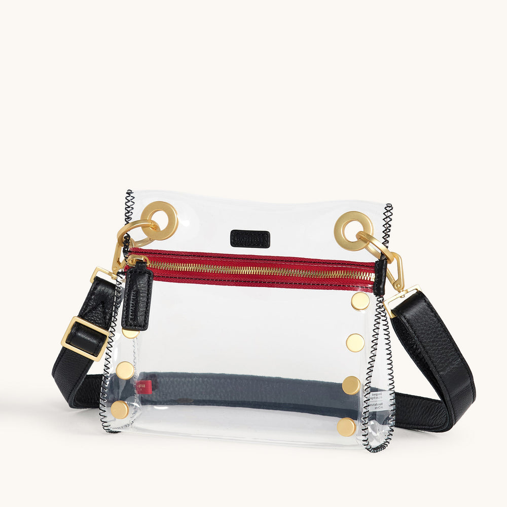 Hammitt | Women's Tony Sml - Clear Black / Brushed Gold Red Zip