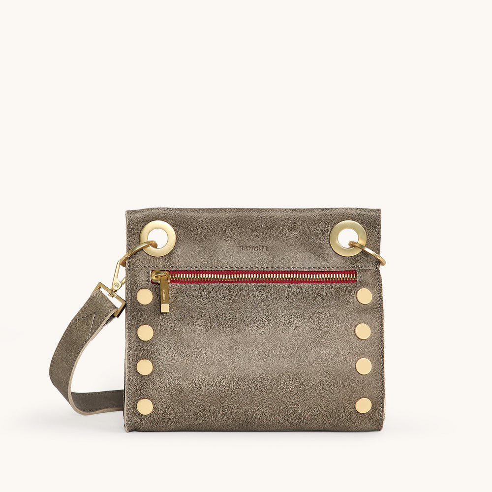 Hammitt | Women's Tony Sml - Pewter / Brushed Gold Red Zip