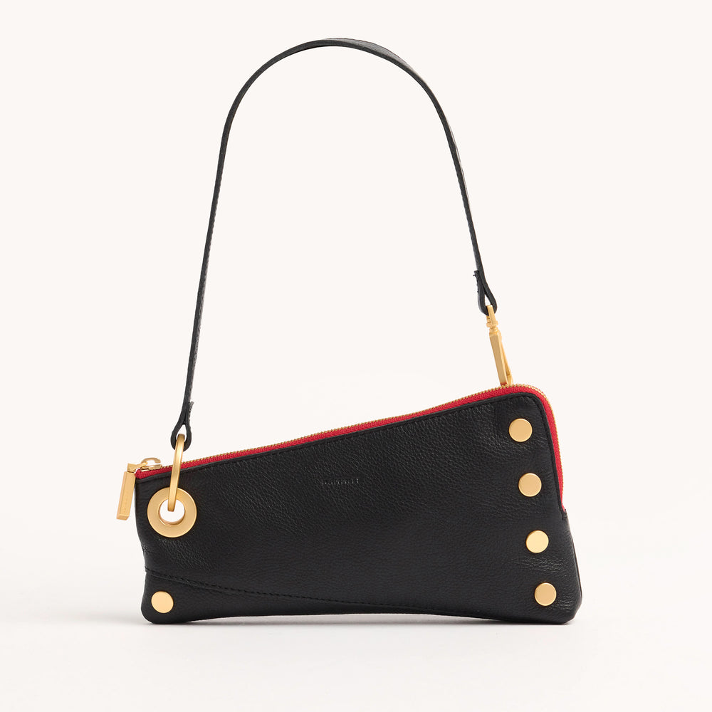 Hammitt | Women's Nash Pochette - Black / Brushed Gold Red Zip