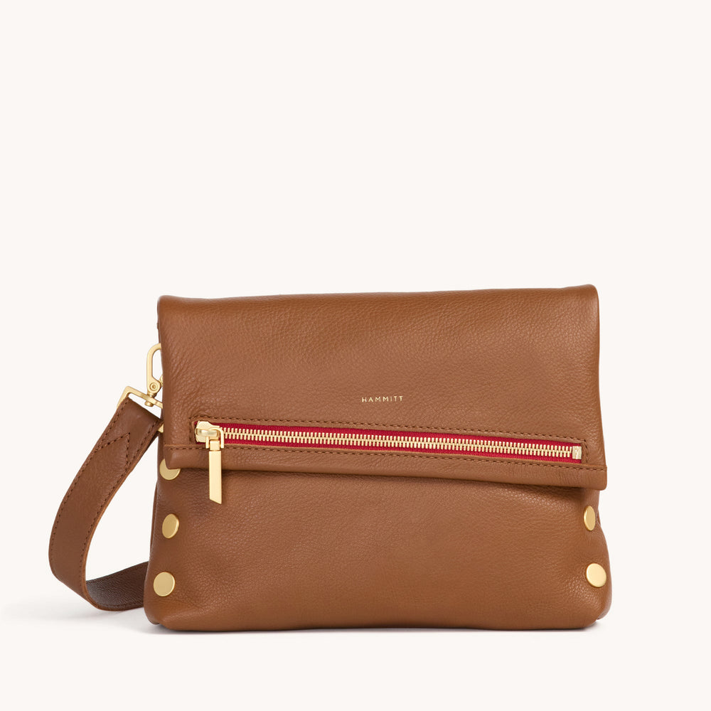 Hammitt | Women's Vip Med - Mahogany Pebble / Brushed Gold Red Zip