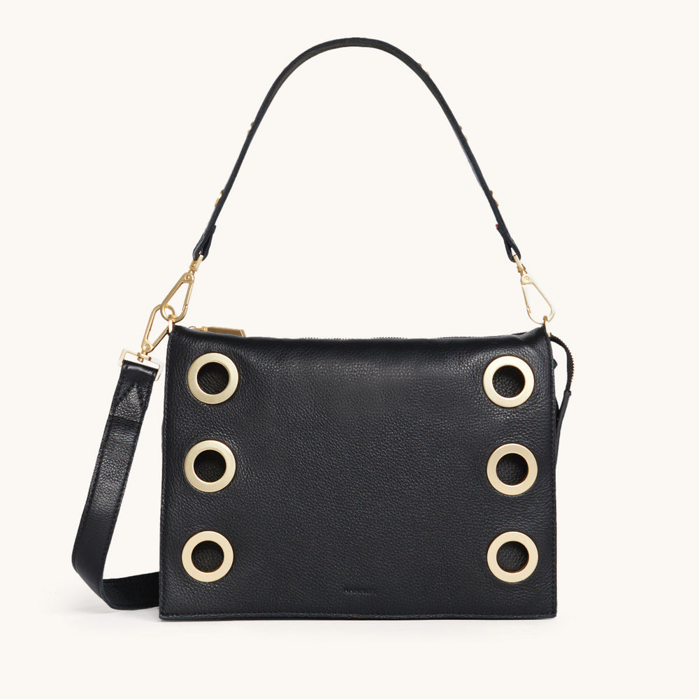 Hammitt | Women's Montana Clutch Lrg - Black / Brushed Gold