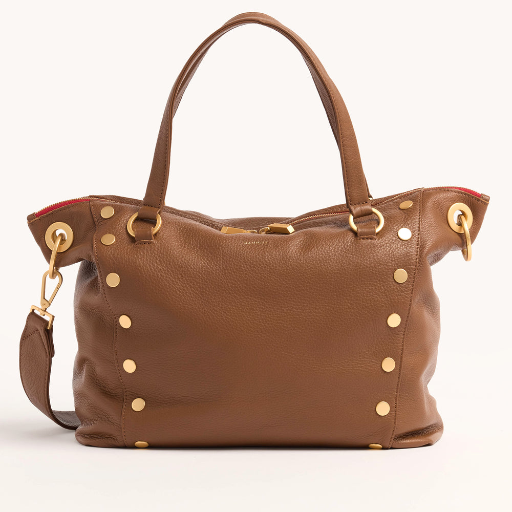 Hammitt | Women's Daniel Lrg - Mahogany Pebble / Brushed Gold Red Zip