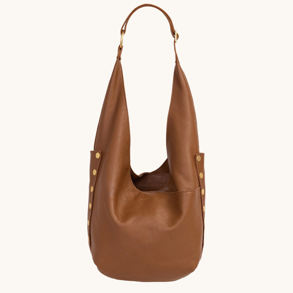 Hammitt | Women's Tom Lrg - Mahogany Pebble / Brushed Gold Red Zip