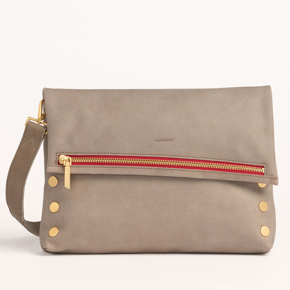 Hammitt | Women's Vip Lrg - Pew / Brushed Gold Red Zip