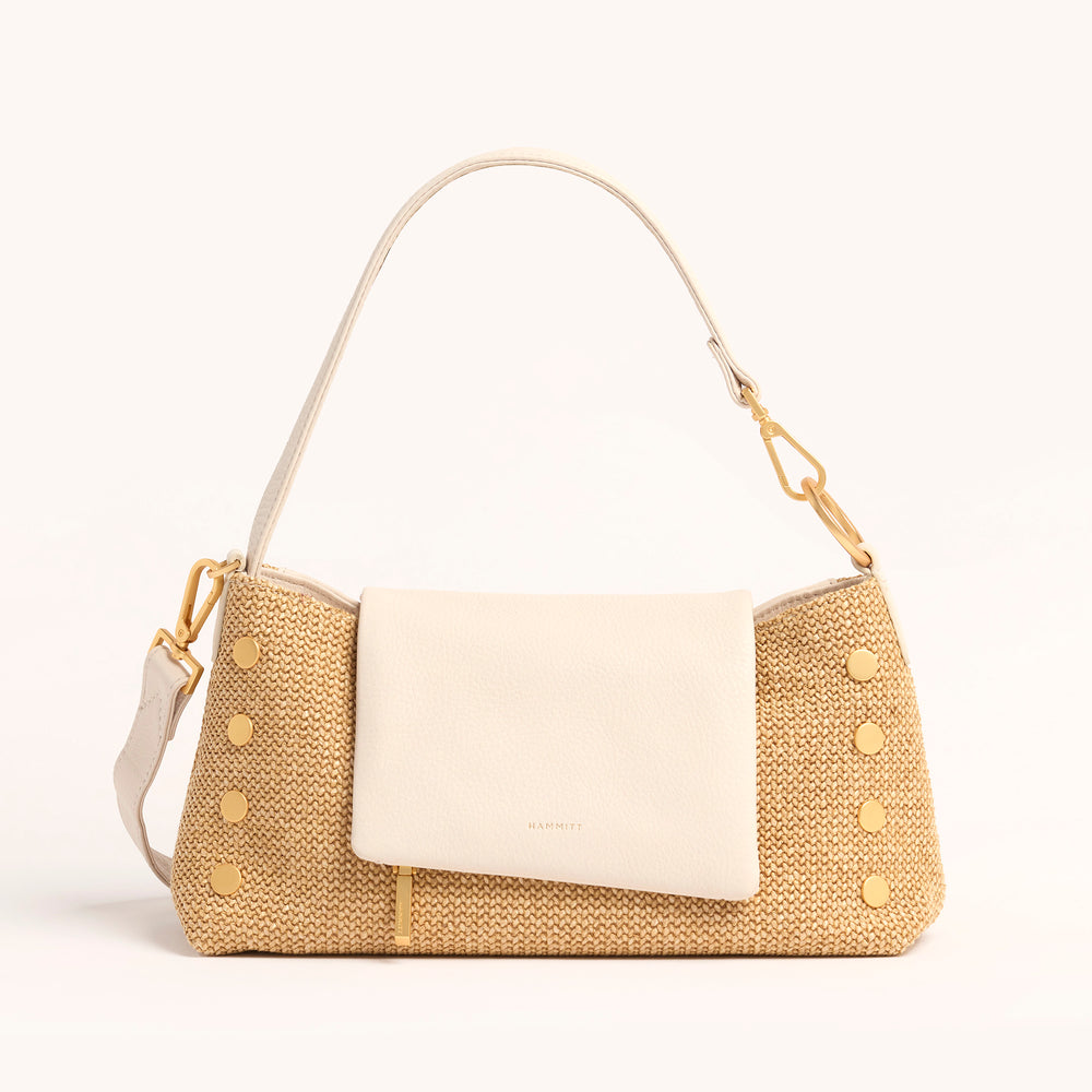 Hammitt | Women's Vip Satchel - Calla Lily White Raffia / Brushed Gold