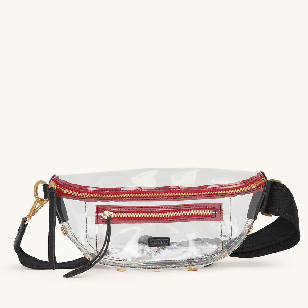 Hammitt | Women's Charles Crossbody Med - Clear Black / Brushed Gold Red Zip
