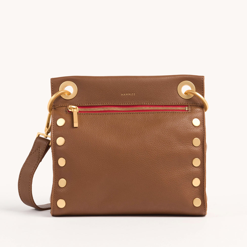 Hammitt | Women's Tony Med - Mahogany Pebble / Brushed Gold Red Zip