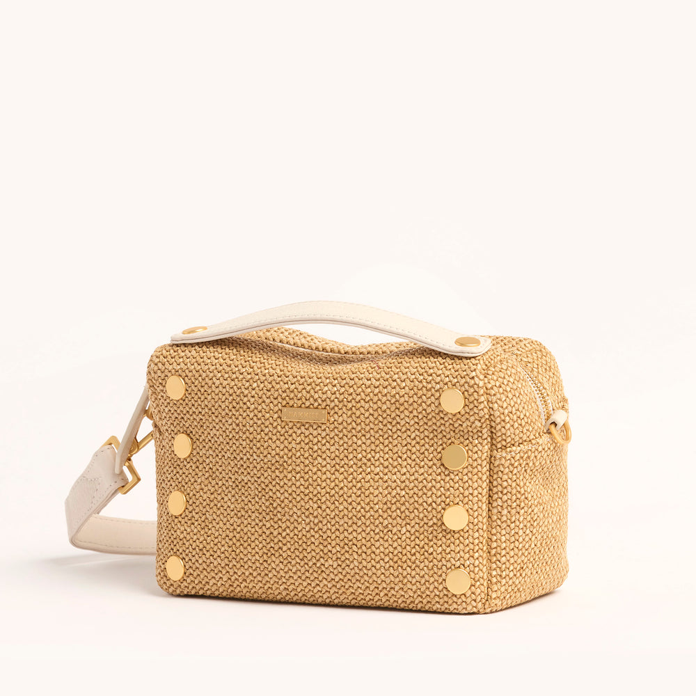 Hammitt | Women's Evan Crossbody Sml - Calla Lily White Raffia / Brushed Gold