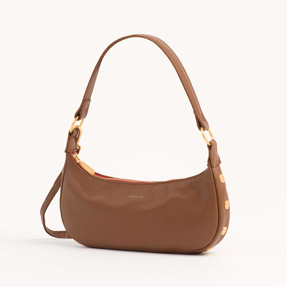 Hammitt | Women's Becker Sml - Mahogany Pebble / Brushed Gold Red Zip